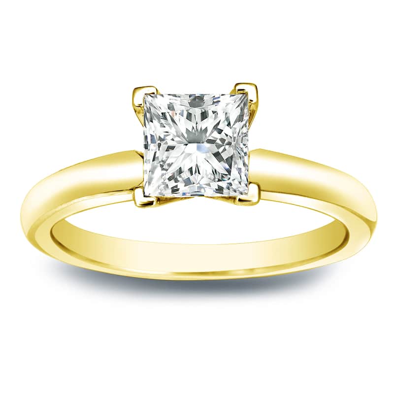 Auriya 14k Gold 1/2ctw Princess-cut Solitaire Diamond Engagement Ring (I-J, SI1-SI2)
