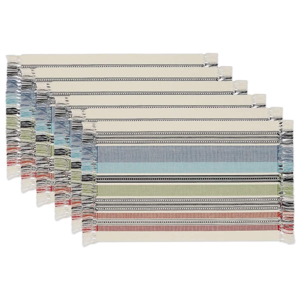 Mediterranean Stripe Fringed Placemat (Set of 6)