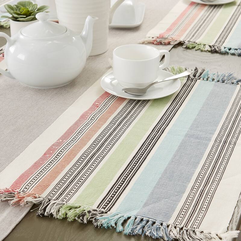 Mediterranean Stripe Fringed Placemat (Set of 6)