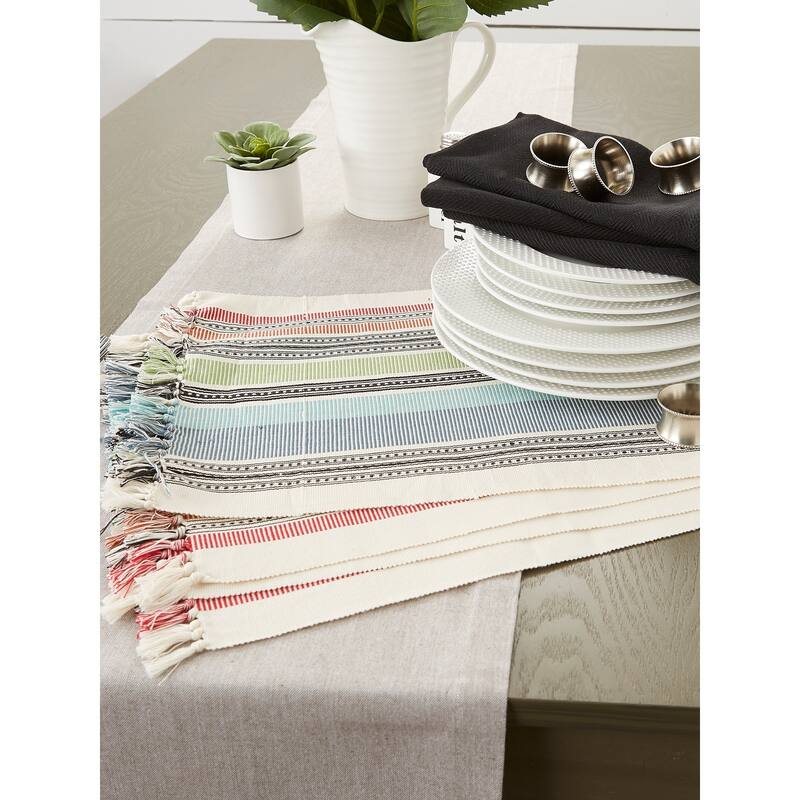Mediterranean Stripe Fringed Placemat (Set of 6)