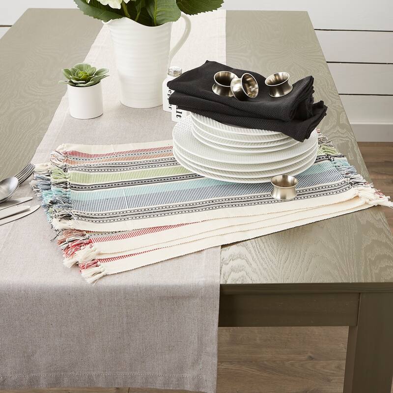 Mediterranean Stripe Fringed Placemat (Set of 6)