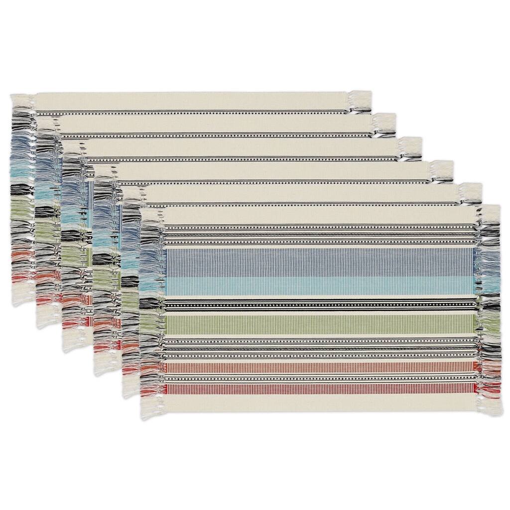 Mediterranean Stripe Fringed Placemat (Set of 6)