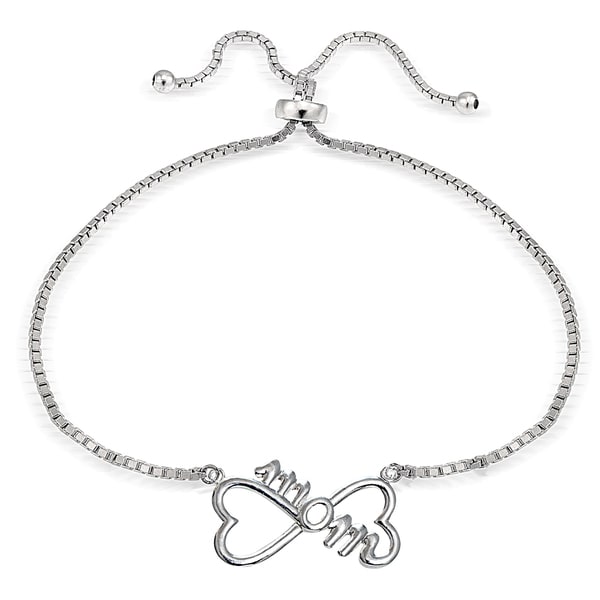 Mondevio Silver Mom Infinity Adjustable Slider Bracelet. Opens flyout.
