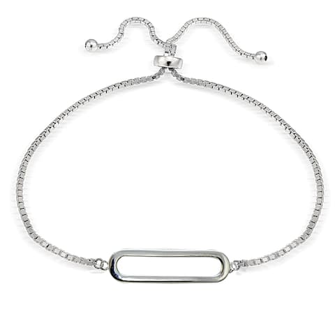 Mondevio Silver Open Bar Adjustable Slider Bracelet