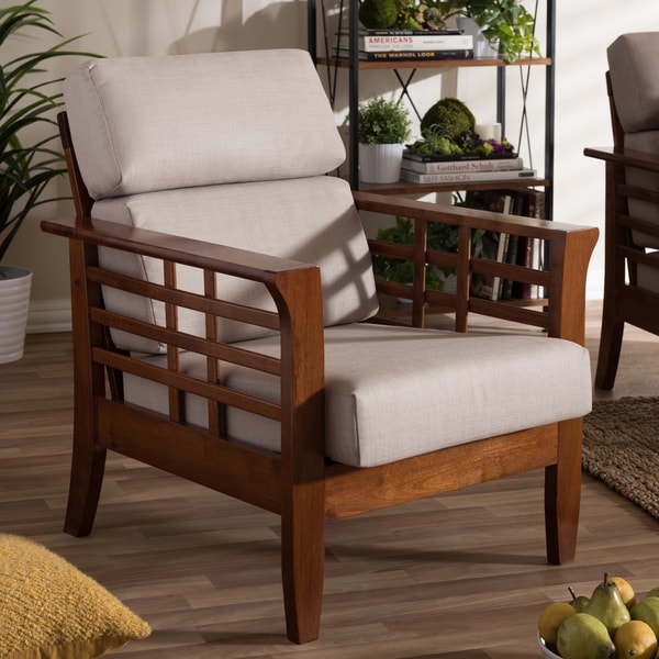 Shop Baxton Studio Leda Modern Mission Beige High Back Accent Chair  Free Shipping Today 