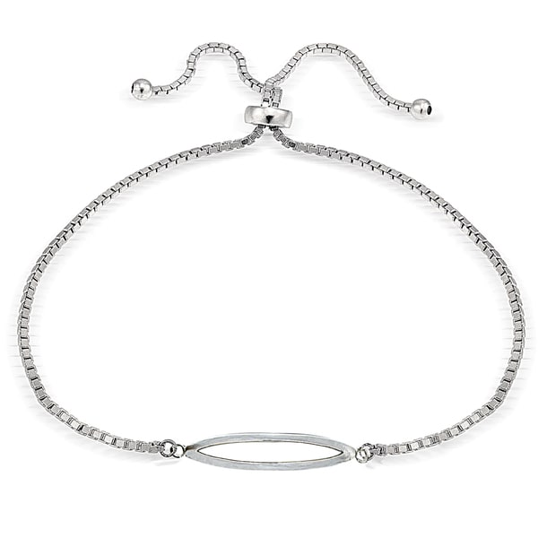 Mondevio Silver Open Oval Bar Adjustable Slider Bracelet