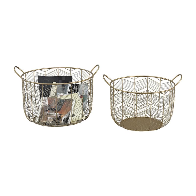Elk Home Tuckernuck Brass Metal 19 Inch Wide Basket - Black/Gold