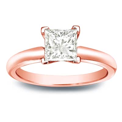 Auriya 14k Gold 1/2 carat TW Princess-cut Solitaire Diamond Engagement Ring (J-K, I1-I2)