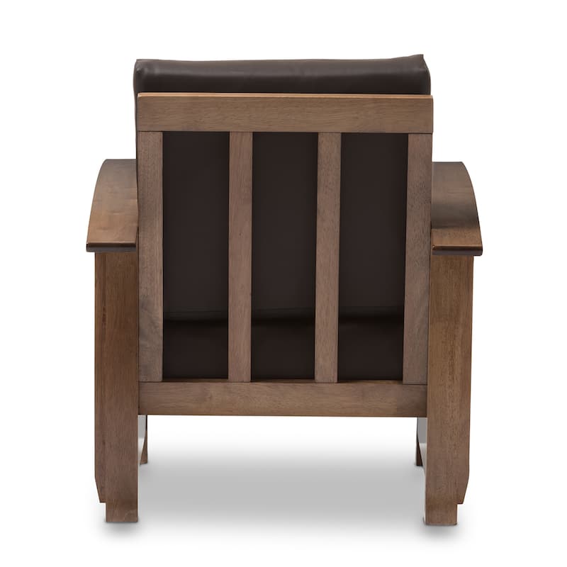 Baxton Studio Callidora Mission Dark Brown Faux Leather Accent Chair