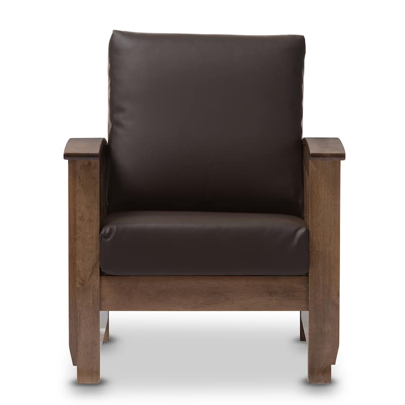 Baxton Studio Callidora Mission Dark Brown Faux Leather Accent Chair