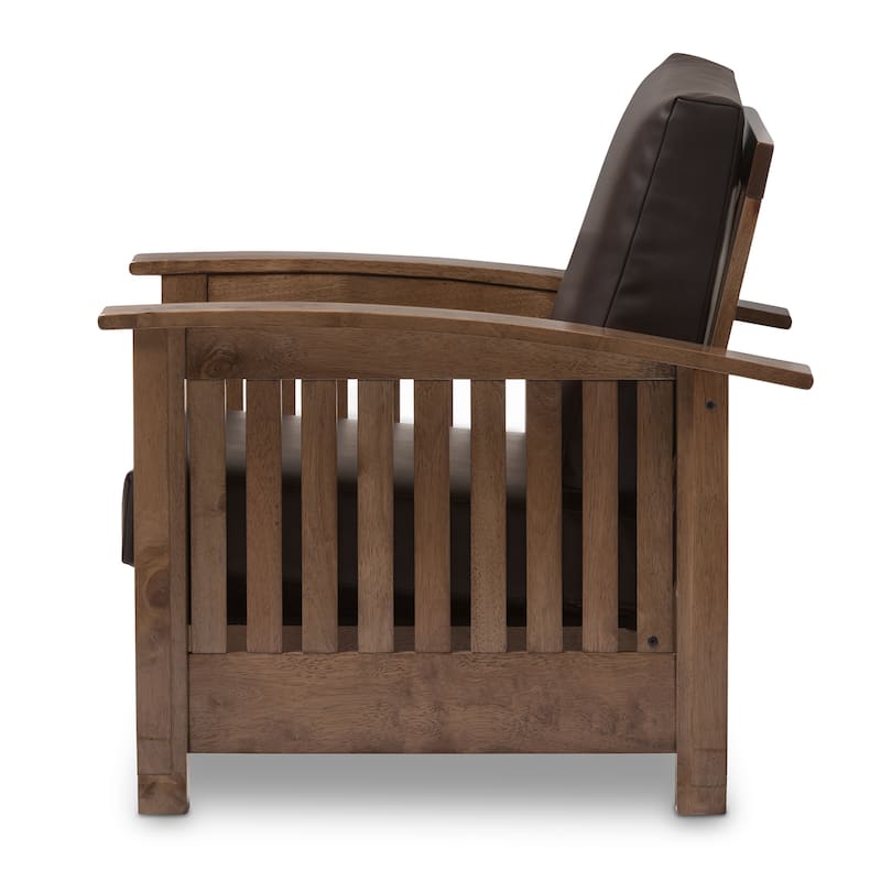Baxton Studio Callidora Mission Dark Brown Faux Leather Accent Chair