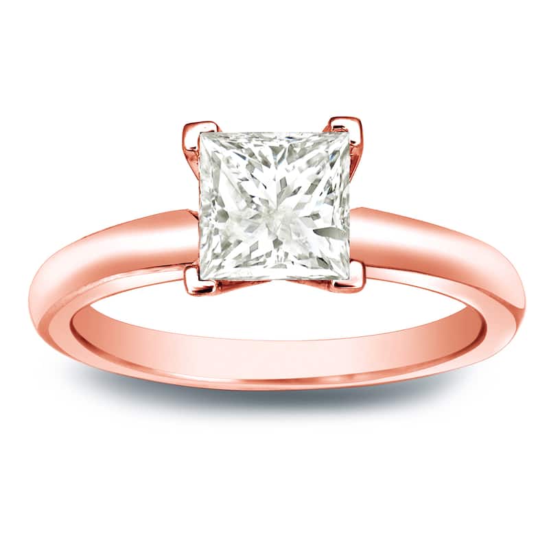 Auriya 14k Gold 3/4 carat TW Princess-cut Solitaire Diamond Engagement Ring (J-K, I1-I2)