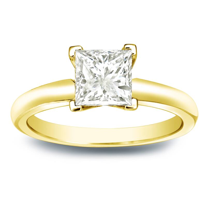 Auriya 14k Gold 3/4 carat TW Princess-cut Solitaire Diamond Engagement Ring (J-K, I1-I2)