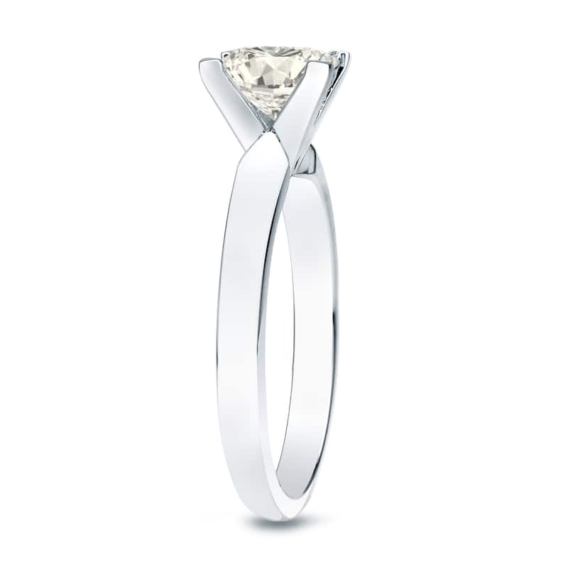 Auriya 14k Gold 3/4 carat TW Princess-cut Solitaire Diamond Engagement Ring (J-K, I1-I2)