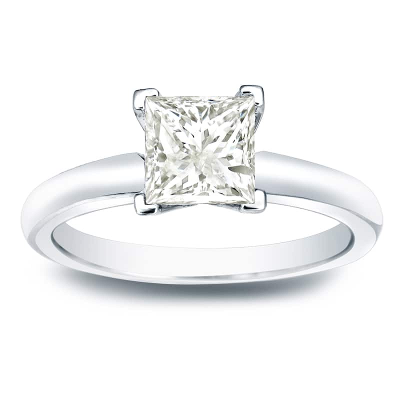 Auriya 14k Gold 3/4 carat TW Princess-cut Solitaire Diamond Engagement Ring (J-K, I1-I2)