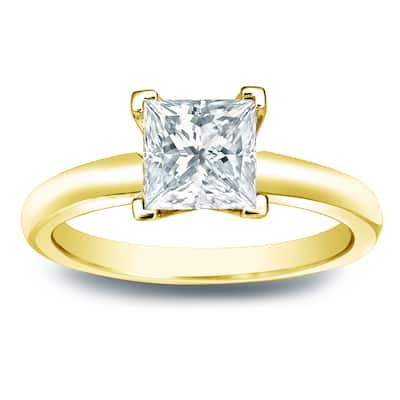 Auriya 14k Gold 1ctw Princess-cut Solitaire Diamond Engagement Ring (H-I, SI1-SI2)