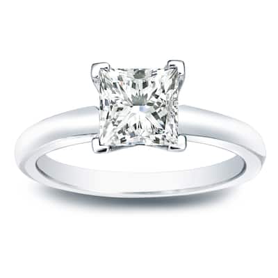 Auriya 14k Gold 1ctw Princess-cut Solitaire Diamond Engagement Ring (I-J, SI1-SI2)