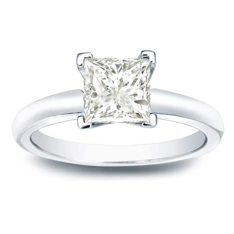 Auriya 14k Gold 1ct TDW Princess-Cut Diamond Solitaire Engagement Ring (J-K, I1-I2) - 4 - White