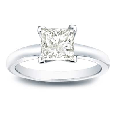 Auriya 14k Gold 1ct TDW Princess-Cut Diamond Solitaire Engagement Ring (J-K, I1-I2)