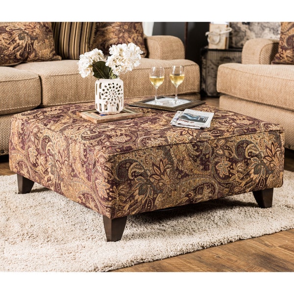 Furniture of America Shellie Square Paisley Print Ottoman ...