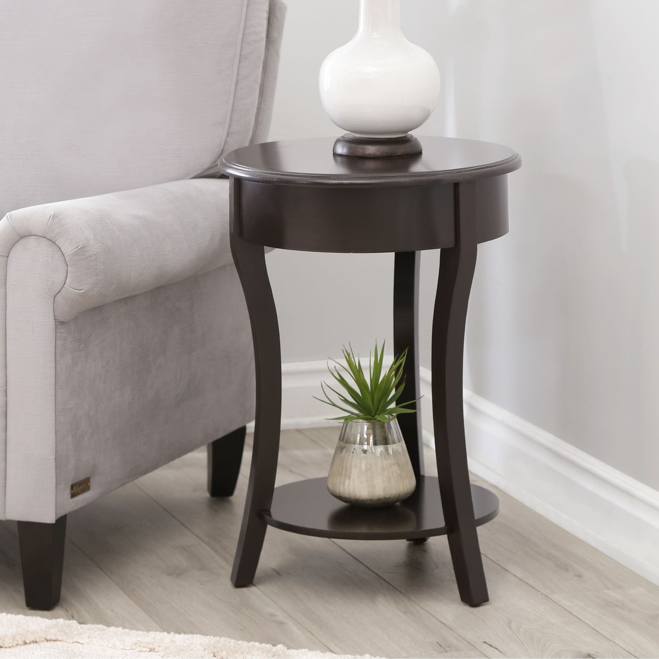 Abbyson Taylor Espresso Wood Round End Table Abbyson Taylor Espresso Wood Round End Table