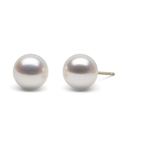 Pearlyta 14k Yellow Gold 7 5 8mm Round White Akoya Pearl Stud Pearlyta 14k Yellow Gold 7 5 8mm Round White Akoya Pearl Stud Earrings