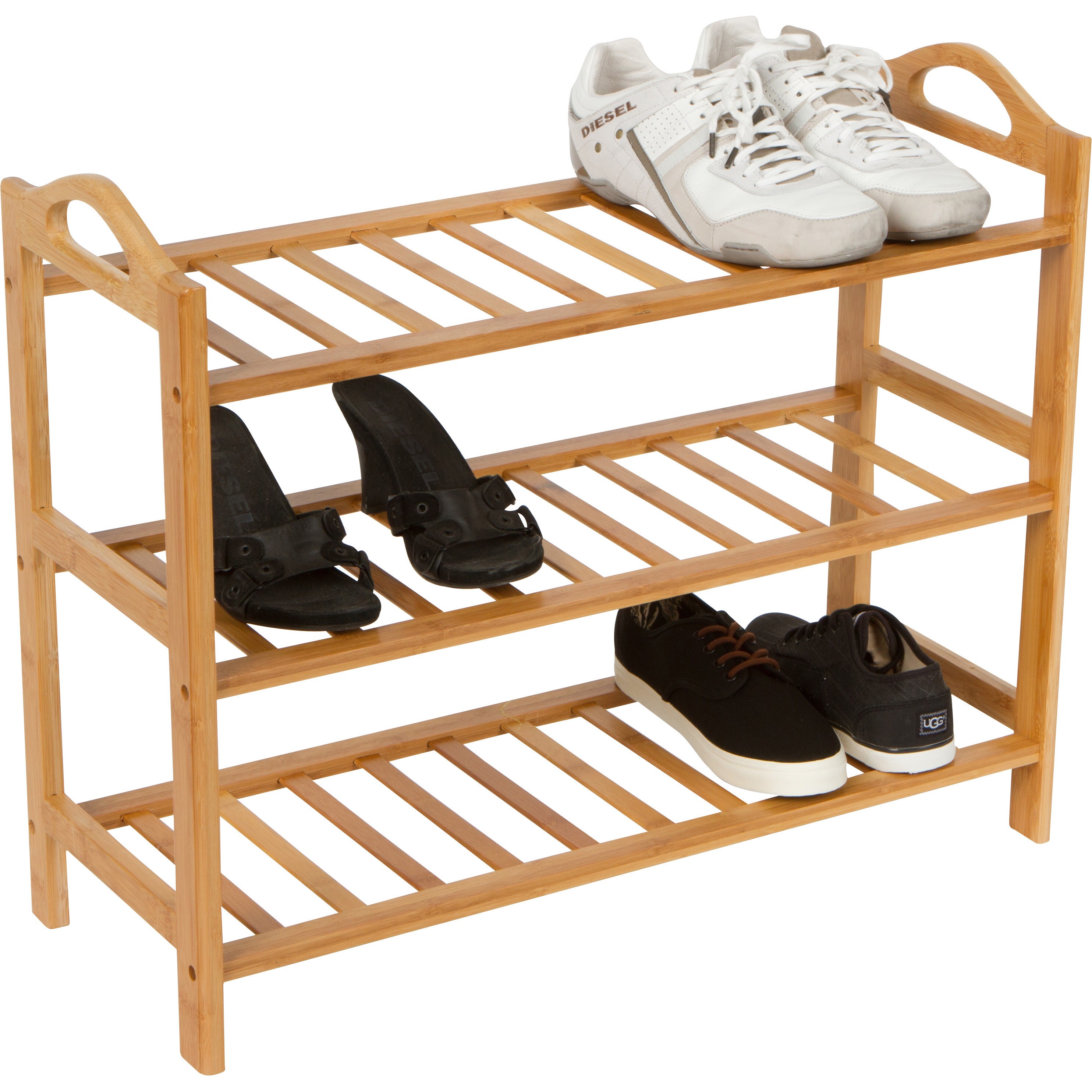 Shop Shoe Rack 3 Shelves 100 Percent Natural Bamboo By Trademark Innovations Overstock 11510534