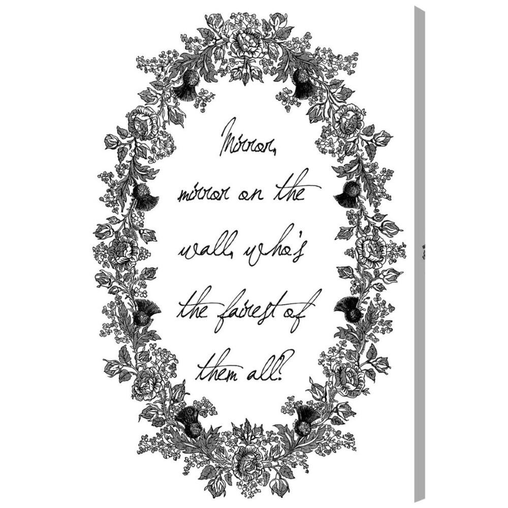 Oliver Gal 'Mirror Mirror Inverted' Typography and Quotes Wall Art Canvas Print - Black, White