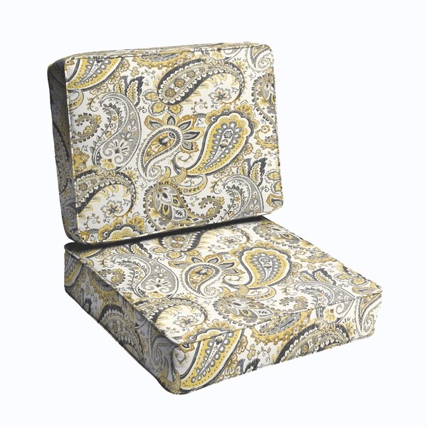 Shop Grey Gold Paisley 23.5-inch Indoor/ Outdoor Corded Chair Cushion ...