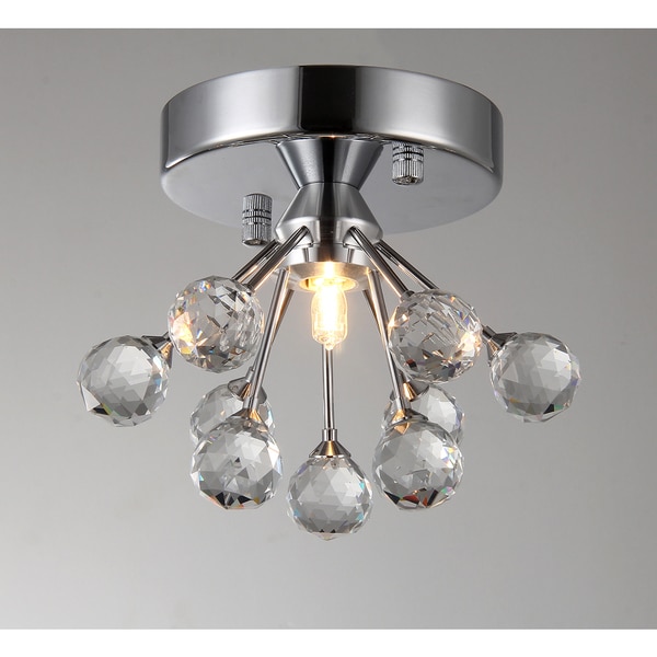 Madoline 1-light Crystal 6-inch Chrome-finish Flush Mount