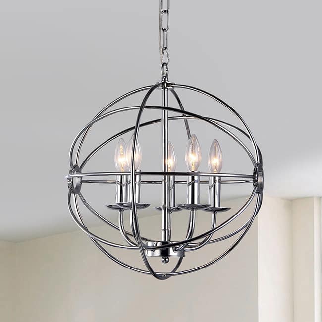 Aidee 5-light Chrome 16-inch Spherical Chandelier