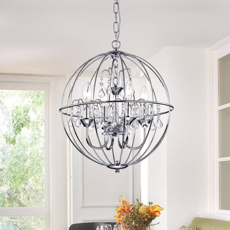 Avee 4-light Crystal 16.5-inch Chrome Spherical Chandelier