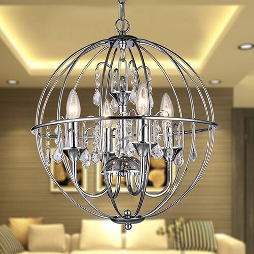 Avee 4-light Crystal 16.5-inch Chrome Spherical Chandelier