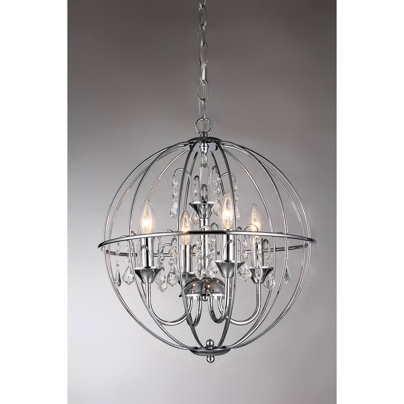 Avee 4-light Crystal 16.5-inch Chrome Spherical Chandelier