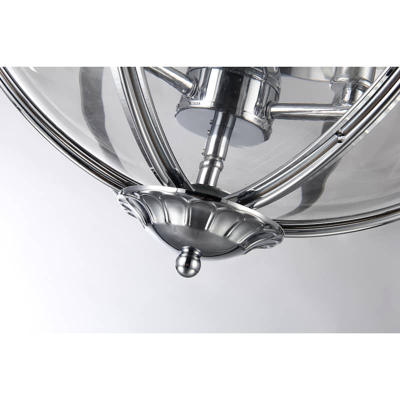 Olsen 3-light Clear Glass 16-inch Round Chrome-finish Chandelier