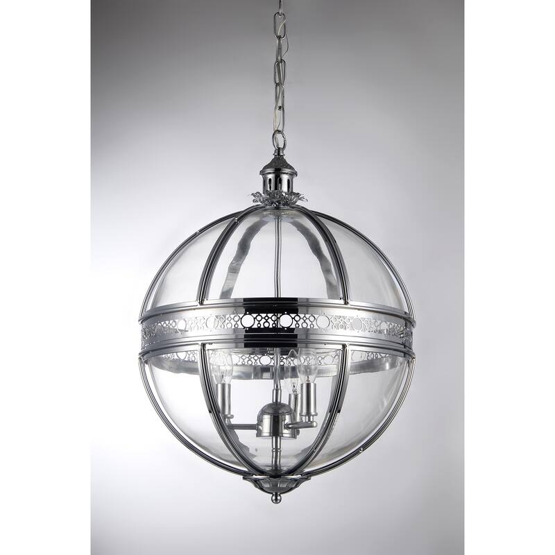Olsen 3-light Clear Glass 16-inch Round Chrome-finish Chandelier