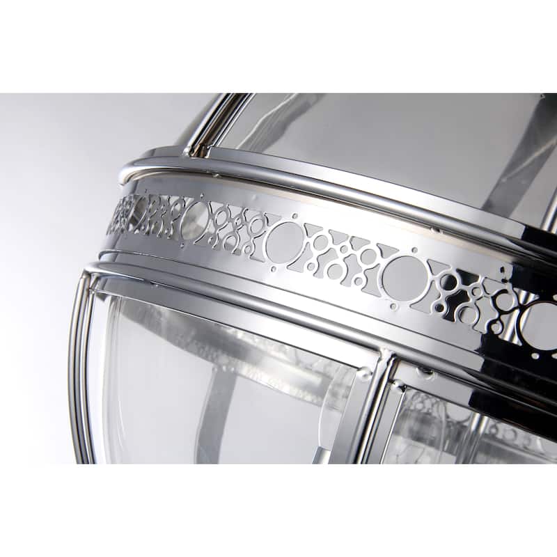 Olsen 3-light Clear Glass 16-inch Round Chrome-finish Chandelier
