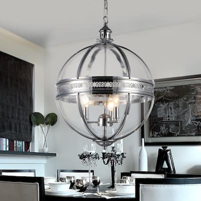 Olsen 3-light Clear Glass 16-inch Round Chrome-finish Chandelier