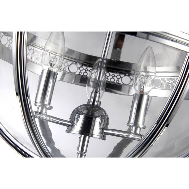 Olsen 3-light Clear Glass 16-inch Round Chrome-finish Chandelier