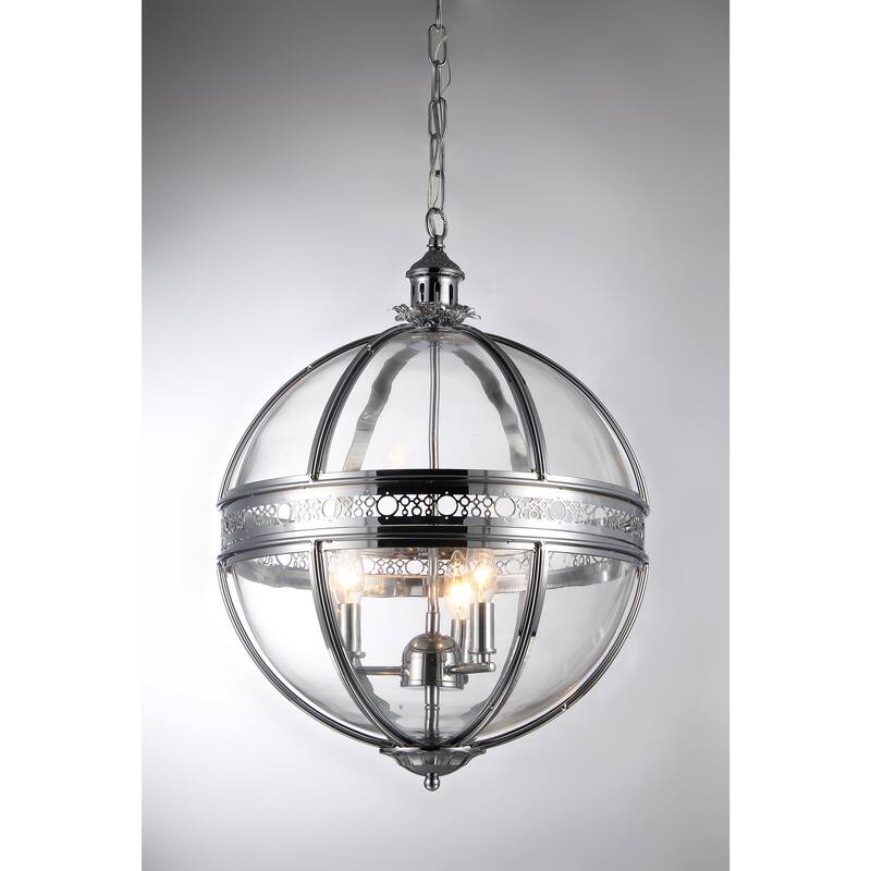Olsen 3-light Clear Glass 16-inch Round Chrome-finish Chandelier