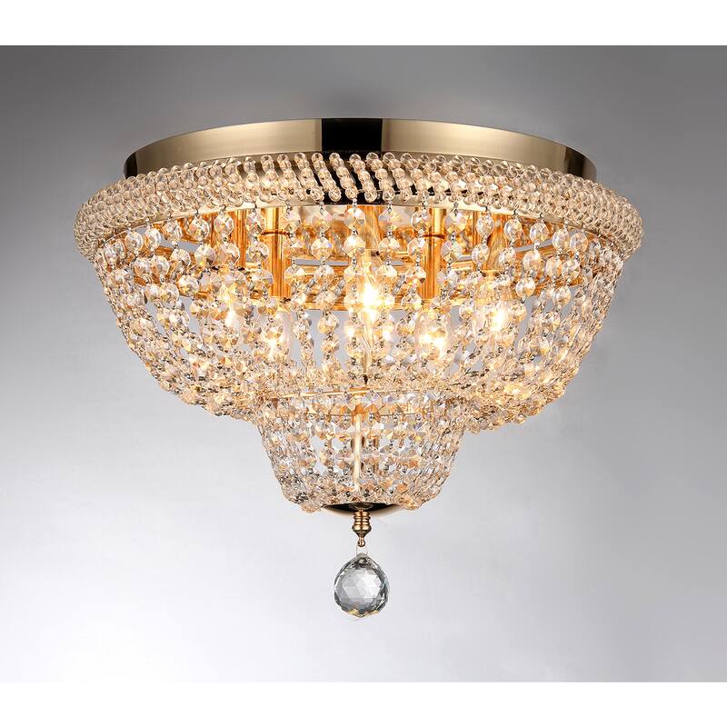 Sammy 5-light Crystal 16-inch Gold-finish Flush Mount