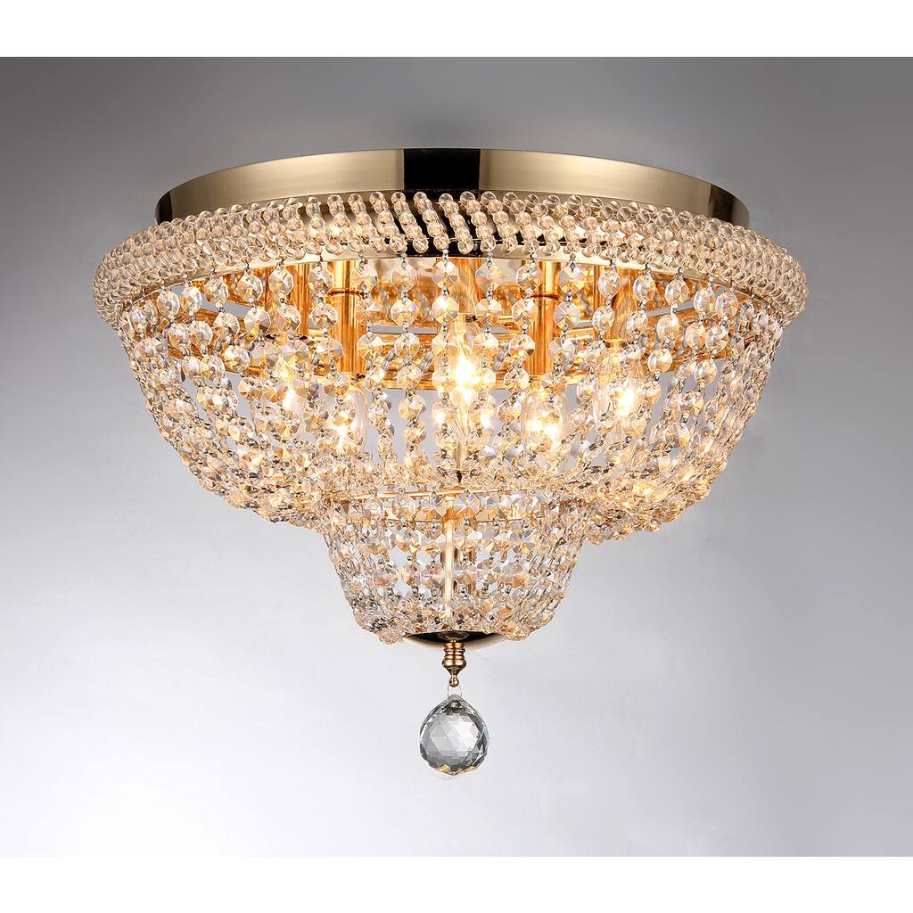 Sammy 5-light Crystal 16-inch Gold-finish Flush Mount