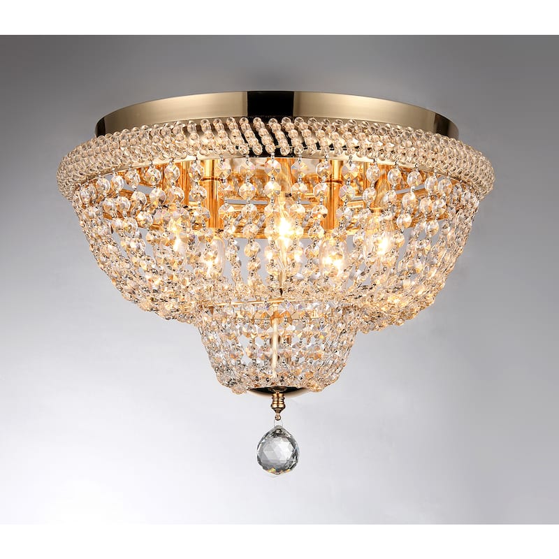 Sammy 5-light Crystal 16-inch Gold-finish Flush Mount