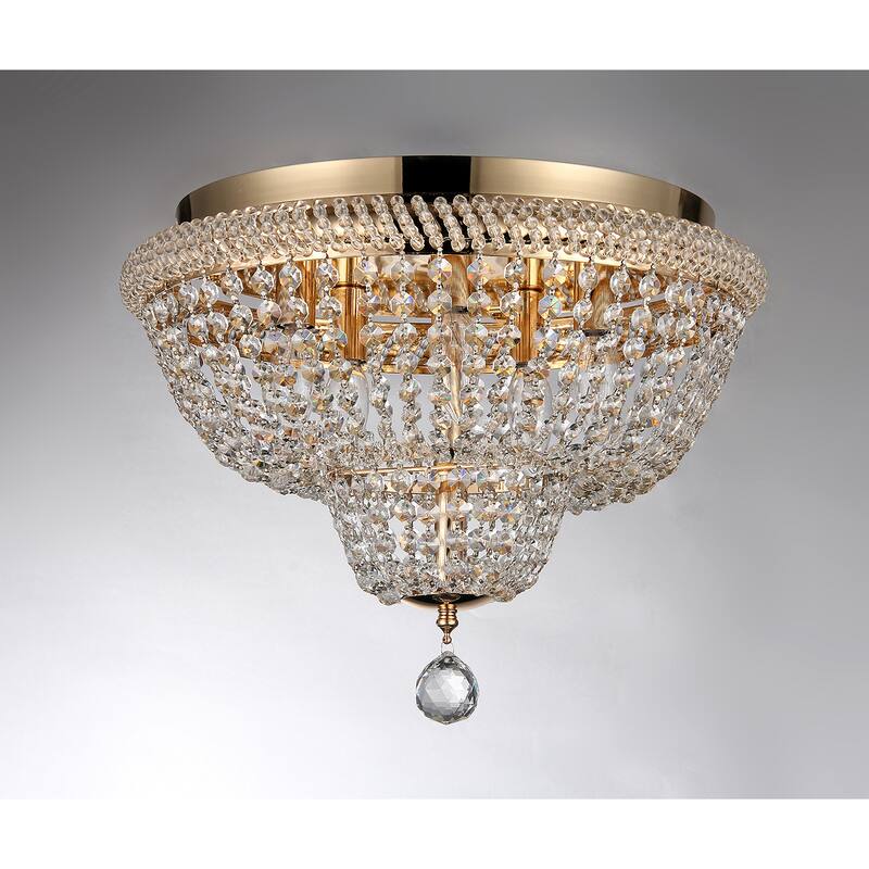 Sammy 5-light Crystal 16-inch Gold-finish Flush Mount