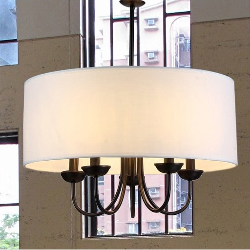 Warehouse of Tiffany Gwenevere 5-light White Fabric 22-inch Black-finish Chandelier