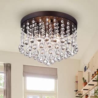 Gisela 3-light Crystal Black-finish Flush Mount