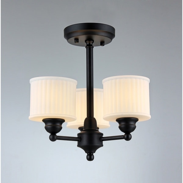 Gabbi 3-light White Glass 16-inch Black Flush Mount