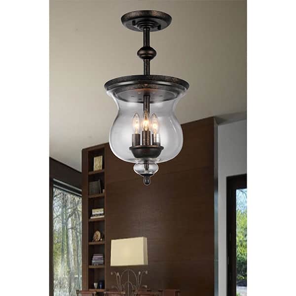 Madigan 3-light Clear Glass 10-inch Antique Pendant Lamp