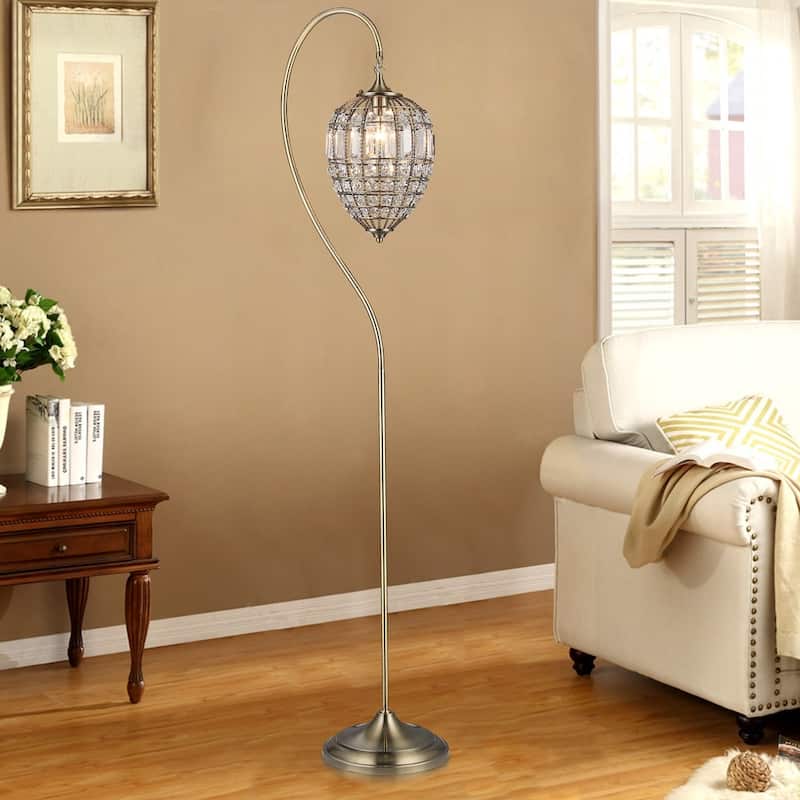Nayda 1-light Crystal 64-inch Brass-finish Floor Lamp
