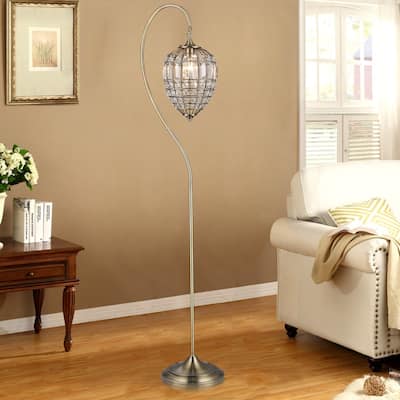 Nayda 1-light Crystal 64-inch Brass-finish Floor Lamp